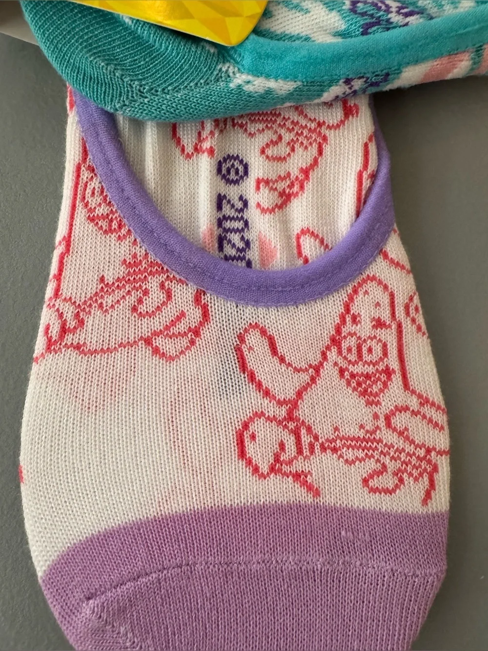 Nickelodeon SpongeBob No-Show Footies in Teal, Pink & Purple (2 Pair) Patrick